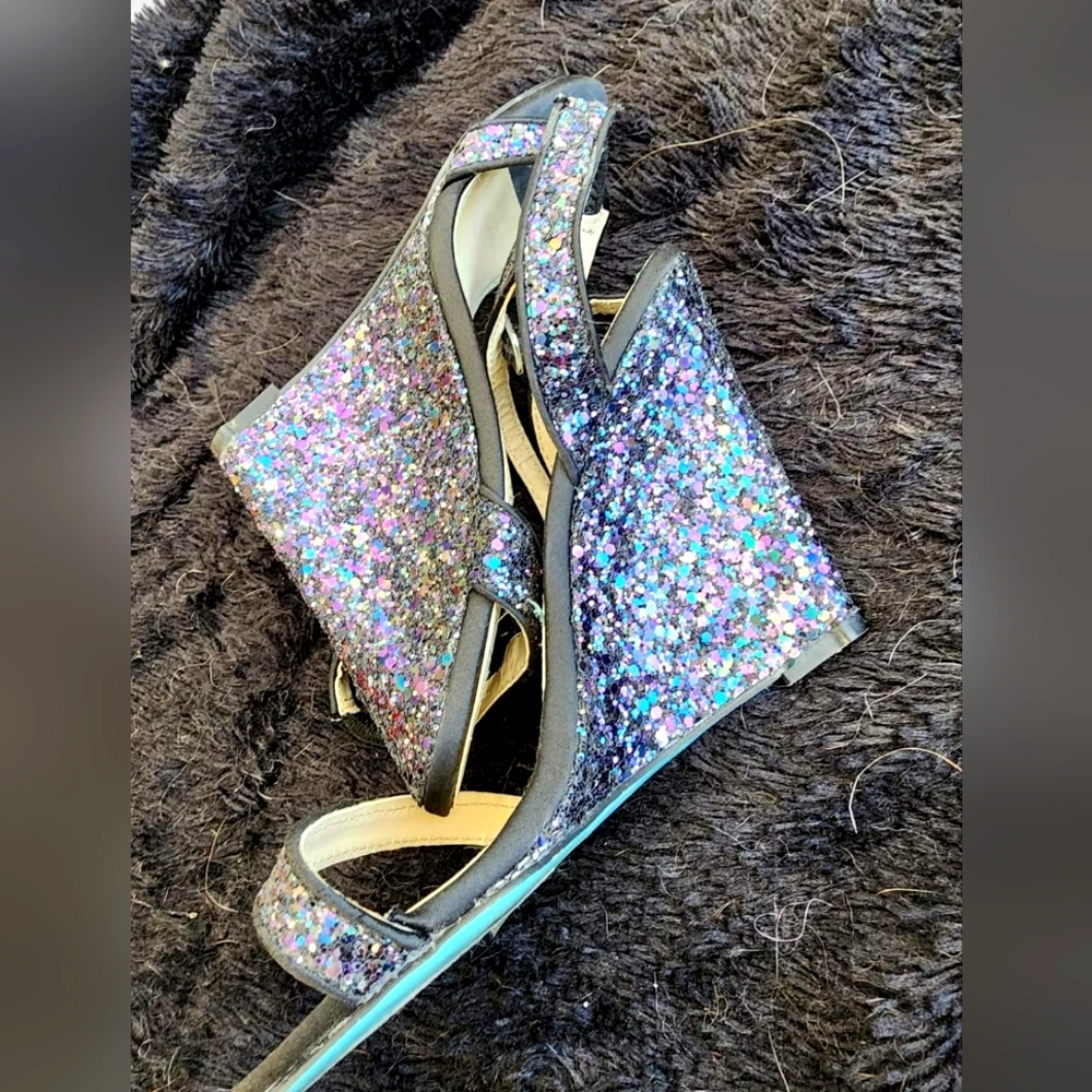 Betsy Johnson glitter wedges